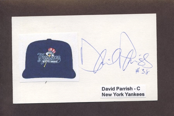 DAVE PARRISH SIGNED 3x5 Index Card Columbus Minor League Clippers Yankees