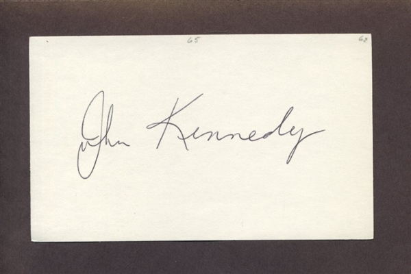 JOHN E KENNEDY SIGNED 3x5 Index Card (d.2018) 1965 Los Angeles Dodgers Pilots