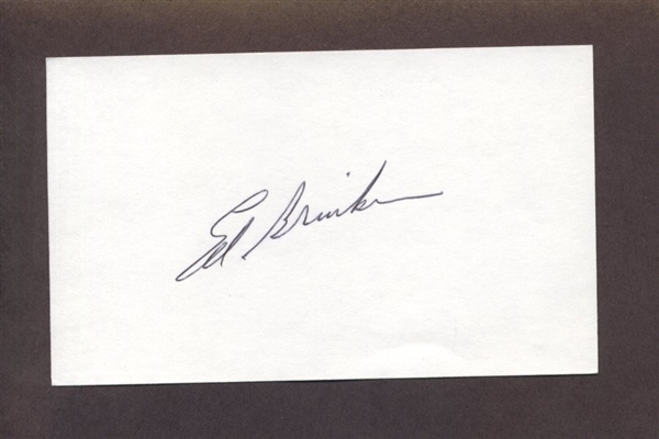 ED BRINKMAN SIGNED 3x5 Index Card (d.2008) Washington Senators Tigers