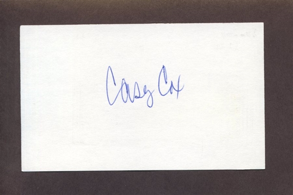 CASEY COX SIGNED 3x5 Index Card (d.2023) Washington Senators Yankees Rangers