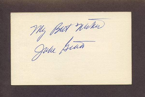 JAKE GIBBS SIGNED 3x5 Index Card 1962 New York Yankees