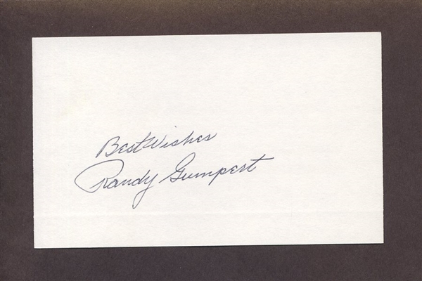 RANDY GUMPERT SIGNED 3x5 Index Card (d.2008) Athletics Yankees White Sox