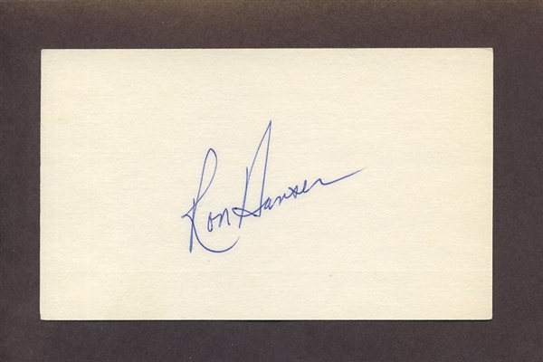 RON HANSEN SIGNED 3x5 Index Card Baltimore Orioles White Sox Yankees