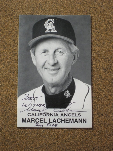 MARCEL LACHEMANN 1984-92 California Angels SIGNED Photo Postcard 