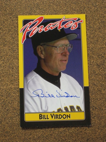 BILL VIRDON 1993 Pittsburgh Pirates SIGNED Photo Postcard (d.2021)