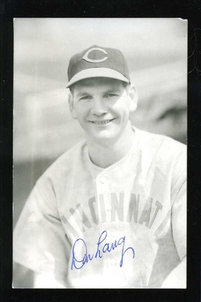 DON LANG 1938 Cincinnati Reds SIGNED Real Photo Postcard RPPC (d.2010) Rookie