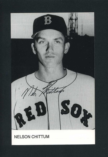 NELSON CHITTUM 1959-60 Boston Red Sox SIGNED Photo Postcard 