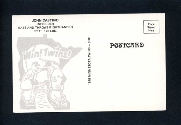 JOHN CASTINO 1979 Minnesota Twins SIGNED Photo Postcard  Rookie