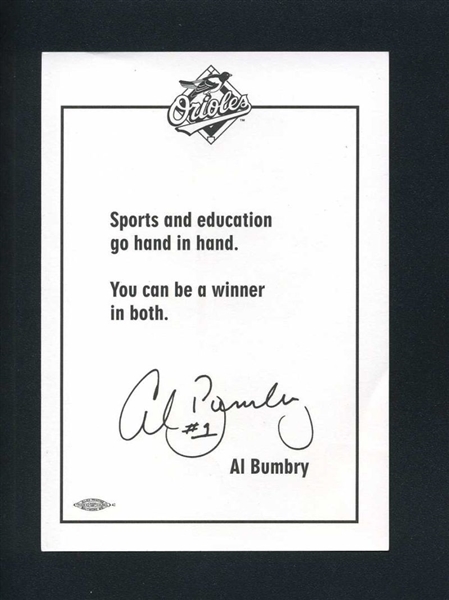 AL BUMBRY 1995 Baltimore Orioles SIGNED Photo Postcard 