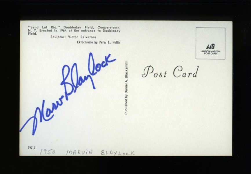 MARV BLAYLOCK SIGNED Postcard (d.1993) Philadelphia Phillies Giants