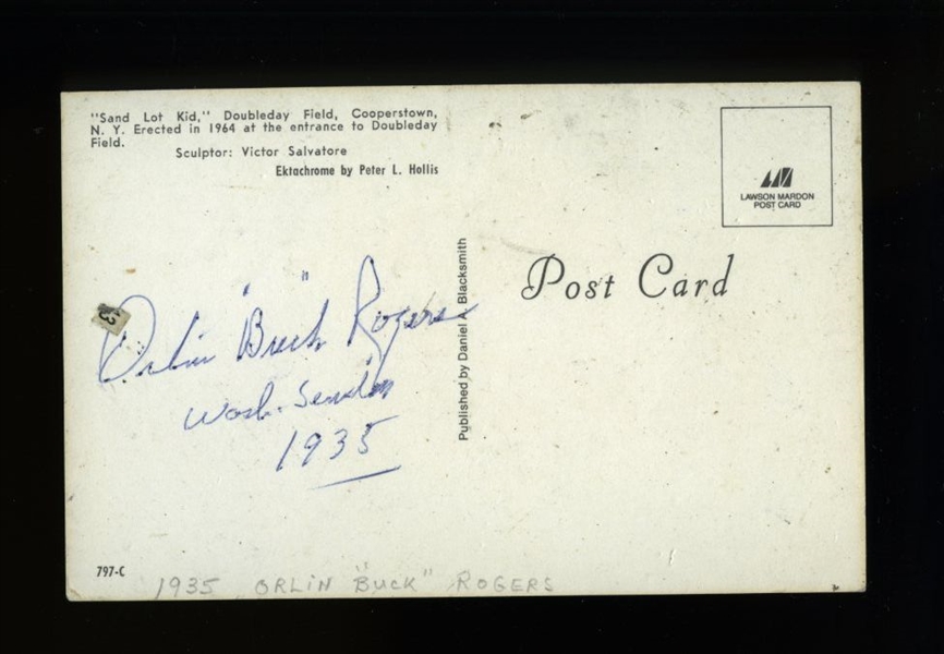 BUCK ROGERS SIGNED Postcard (d.1999) 1935 Washington Senators