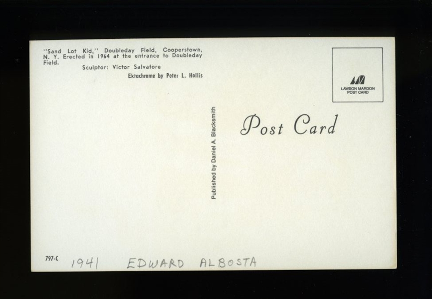 ED ALBOSTA SIGNED Postcard (d.2003) Pittsburgh Pirates Dodgers