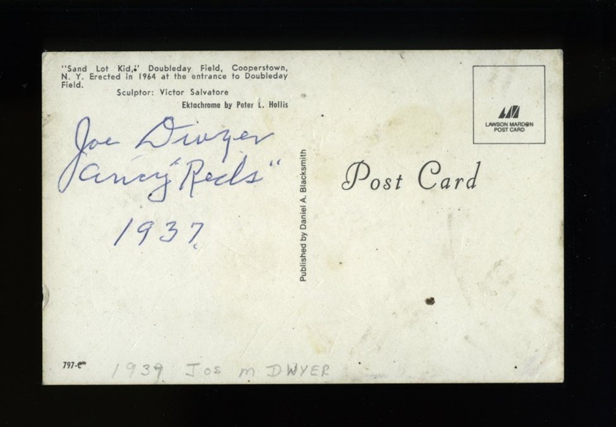 JOE DWYER SIGNED Postcard (d.1992) 1937 Cincinnati Reds