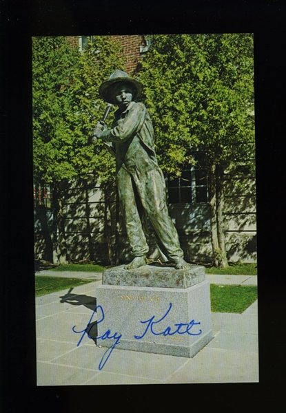 RAY KATT SIGNED Postcard (d.1999) New York Giants Cardinals