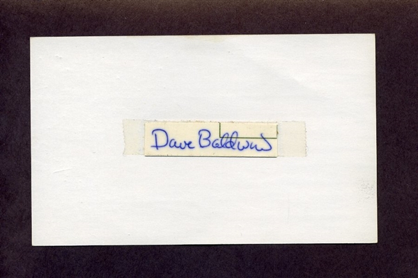 DAVE BALDWIN SIGNED 3x5 Index Card Washington Senators Brewers White Sox