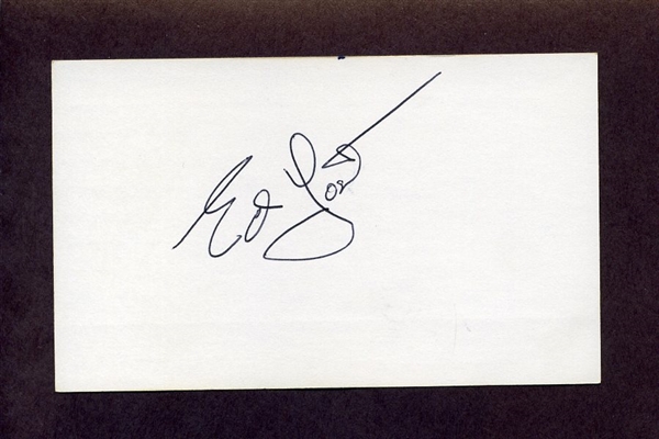 EDDIE YOST SIGNED 3x5 Index Card (d.2012) Washington Senators Tigers Angels