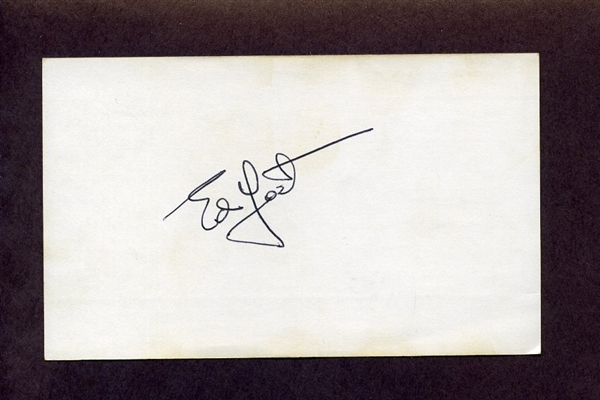 EDDIE YOST SIGNED 3x5 Index Card (d.2012) Washington Senators Tigers Angels