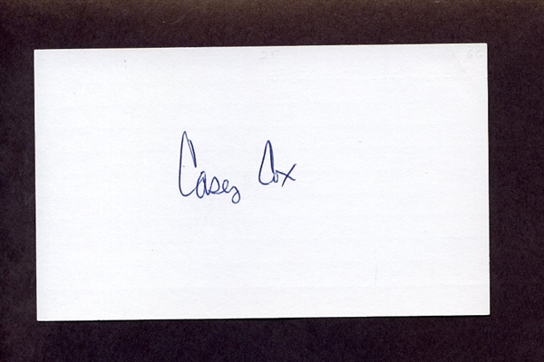 CASEY COX SIGNED 3x5 Index Card (d.2023) Washington Senators Yankees Rangers