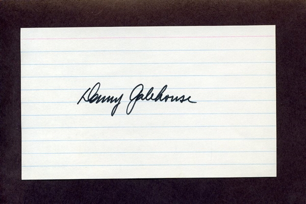 DENNY GALEHOUSE SIGNED 3x5 Index Card (d.1998) Indians Red Sox St. Louis Browns