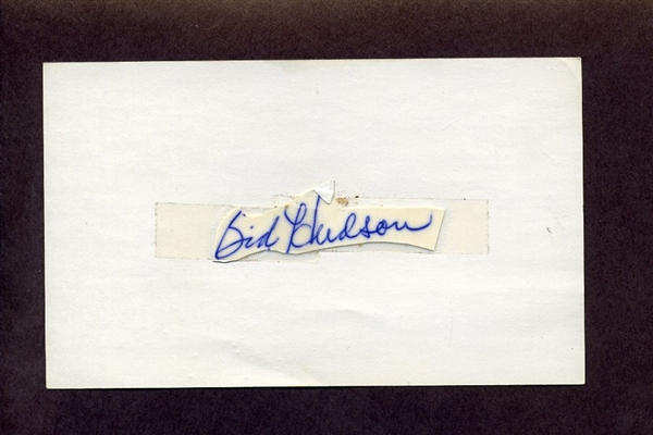 SID HUDSON SIGNED 3x5 Index Card (d.2008) Washington Senators Red Sox