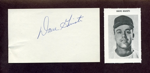 DAVE GIUSTI SIGNED 3x5 Index Card 1971 Pirates Houston Colt .45s Astros