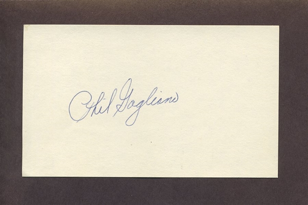 PHIL GAGLIANO SIGNED 3x5 Index Card (d.2016) 1967 Cardinals Red Sox Reds