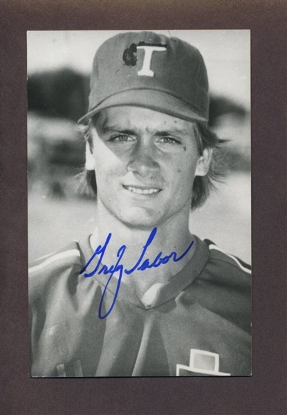 GREG TABOR 1987 Texas Rangers SIGNED Real Photo Postcard RPPC 