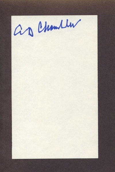 HAPPY CHANDLER SIGNED 3x5 Index Card (d.1991) HOF Dodgers HOF MLB Commissioner