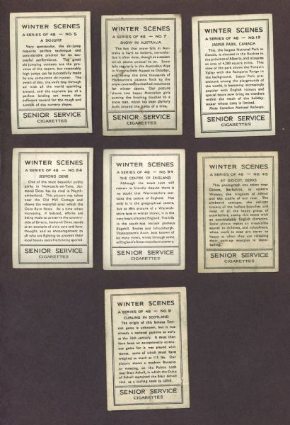 1937 WINTER SCENES Trading Card LOT (7)