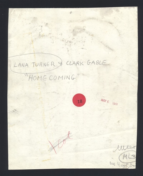 1948 LANA TURNER & CLARK GABLE On HOMECOMING Vintage Original Photo