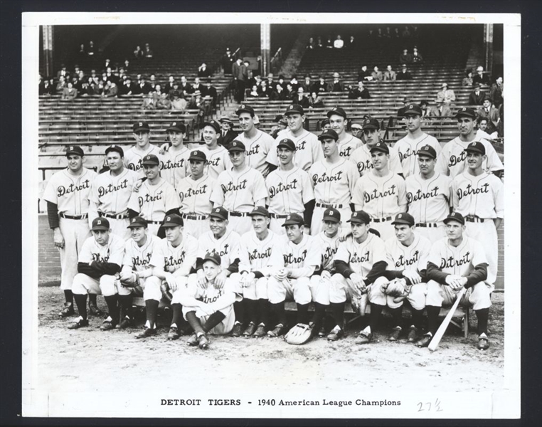 1940 Detroit Tigers CHARLIE GEHRINGER, HANK GREENBERG +++ Original Team Photo