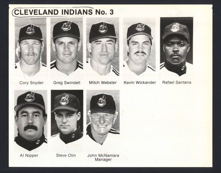 Lot of (5) 1990s Cleveland Indians Team Issue Photos CHARLES NAGY, STEVE OLIN