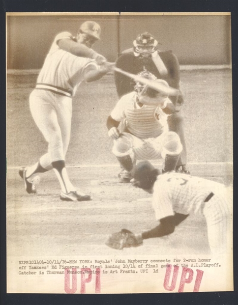 1976 Royals JOHN MAYBERRY SR, ED FIGUEROA, THURMAN MUNSON AL Playoffs Wire Photo