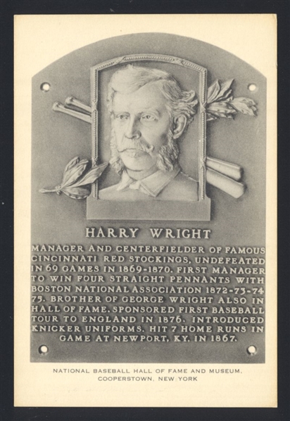 1953-55 Artvue Hall of Fame Plaque Postcards HARRY WRIGHT Boston HOF