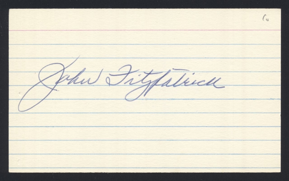 JOHN A FITZPATRICK SIGNED 3x5 Index Card (d.1990) Pittsburgh Pirates Coach