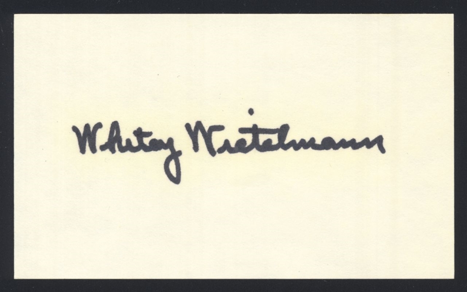 WHITEY WIETELMANN SIGNED 3x5 Index Card (d.2002) Boston Braves Pirates