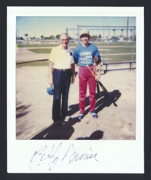 BOB DERNIER Polaroid Snapshot Photo SIGNED 2x 1985 CHICAGO CUBS Autograph