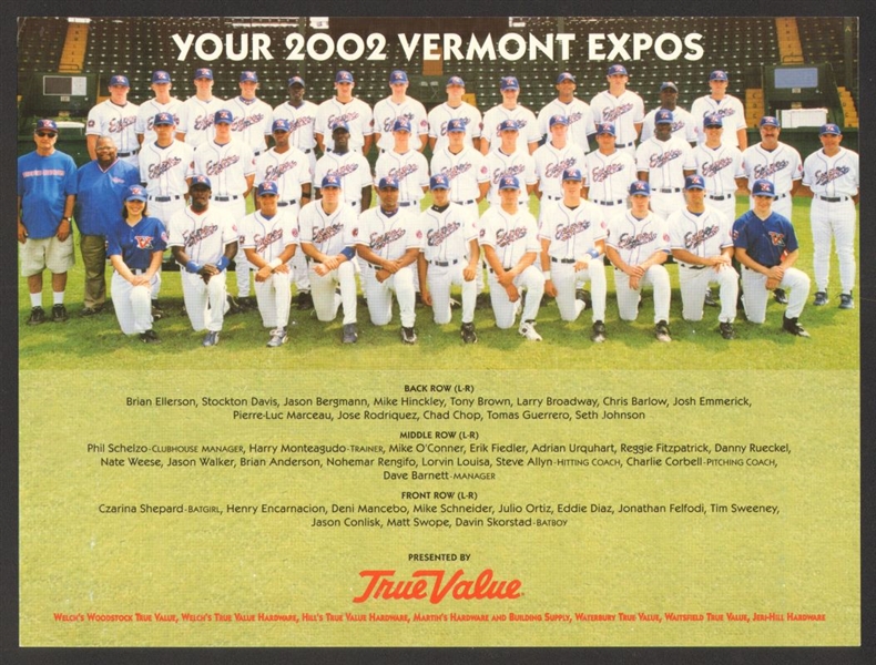 2002 Vermont Expos Team Photo Montreal Expos Minor League
