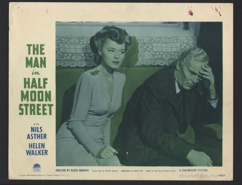 1944 HELEN WALKER & NILS ASTHER The Man In Half Moon Street Original Lobby Card
