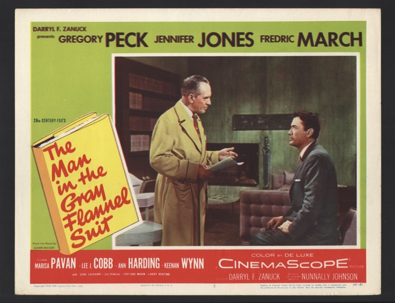 1956 GREGORY PECK In THE MAN IN THE GRAY FLANNEL SUIT Original Lobby Card