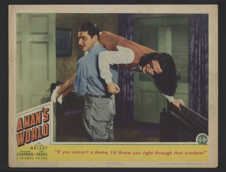 1942 WILLIAM WRIGHT & MARGUERITE CHAPMAN In A MAN'S WORLD Original Lobby Card