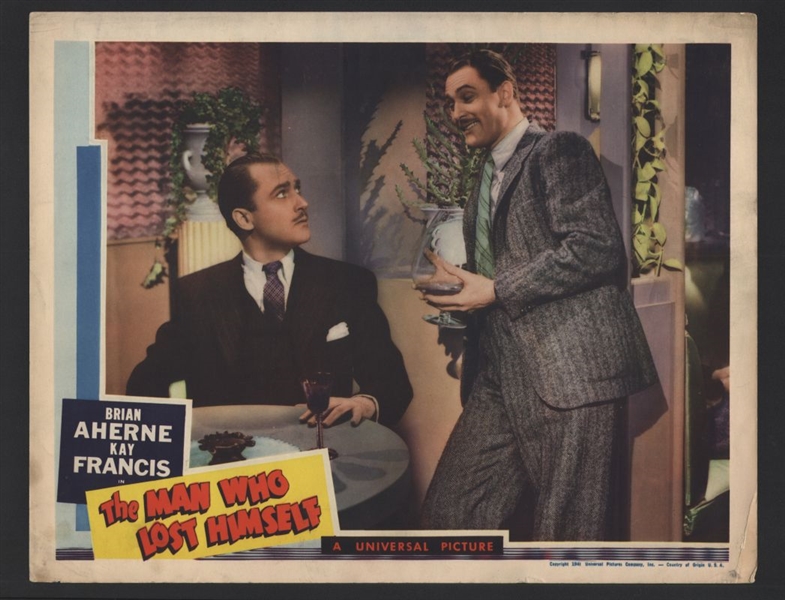 1941 BRIAN AHERNE, MARC LAWRENCE In THE MAN WHO LOST HIMSELF Original Lobby Card