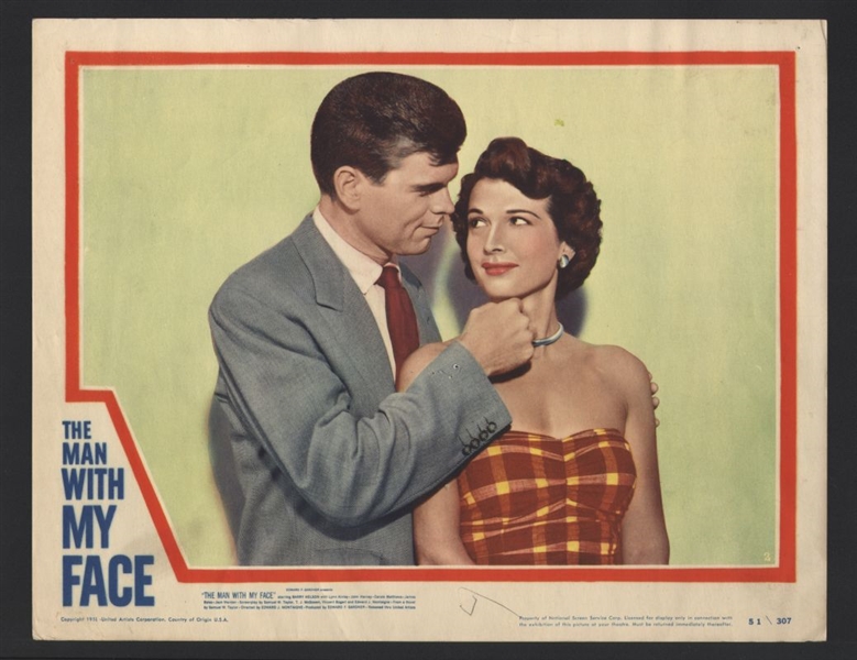 1951 JOHN HARVEY & CAROLE MATHEWS In THE MAN WITH MY FACE Original Lobby Card