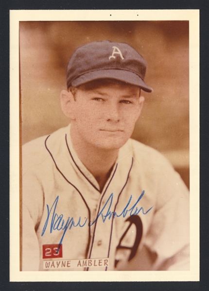 WAYNE AMBLER 1937-39 Philadelphia Athletics SIGNED Photo Bra-Mac (d.1998)