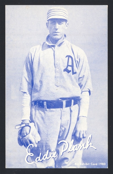 EDDIE PLANK 1909-12 Philadelphia Athletics 1980 Blue Tint Exhibit Card HOF