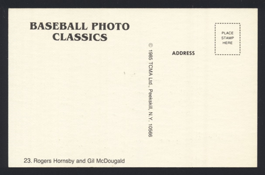 ROGERS HORNSBY & GIL McDOUGALD 1950s NY Yankees Baseball Photo Classics Postcard