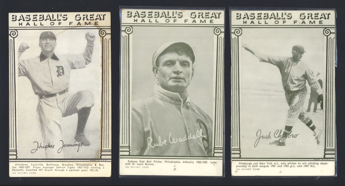 Lot (3) 1948 Baseball's Great Hall of Fame Exhibits JENNINGS, WADDELL, CHESBRO