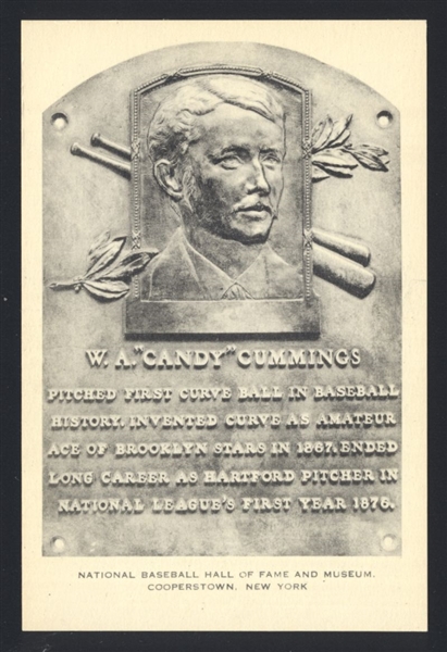 1953-55 Artvue Hall of Fame Plaque Postcards CANDY CUMMINGS Cincinnati Reds HOF