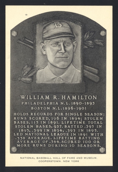 1956-63 Artvue Hall of Fame Plaque Postcards BILLY HAMILTON Phillies HOF