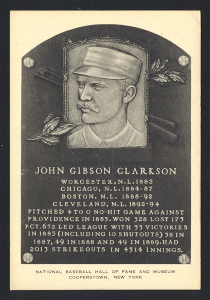1956-63 Artvue Hall of Fame Plaque Postcards JOHN CLARKSON Boston HOF